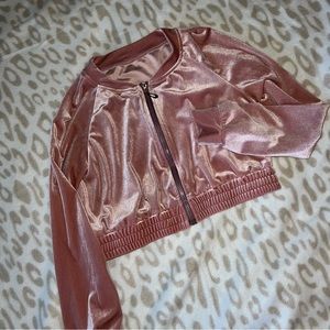 💖 PINK VELVET CROPPED ZIP UP 💖